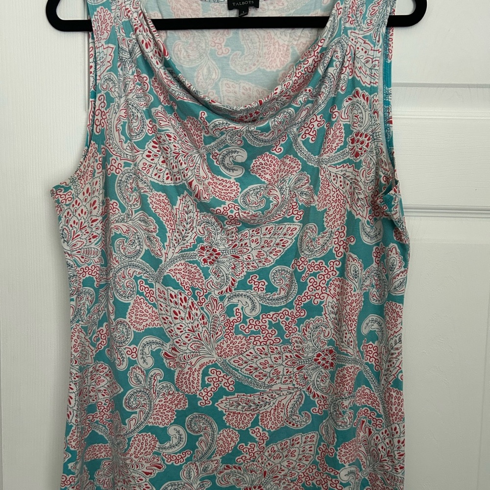 Talbots Teal and Pink Paisley Tank Top